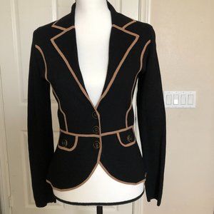 CACHE BLACK TAN SWEATER BLAZER SZ SMALL